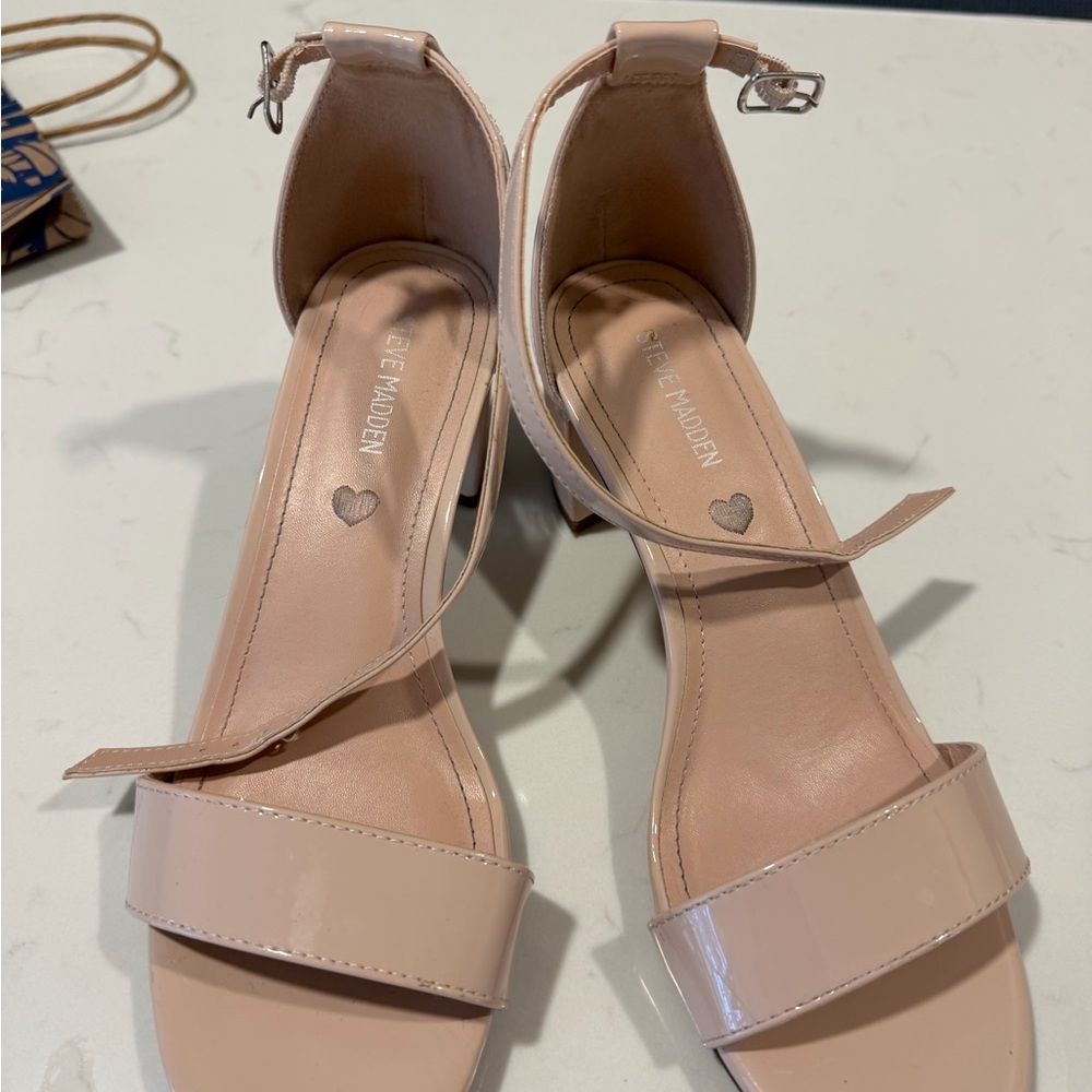 Steve Madden Blush Patent Ankle-Strap Heels